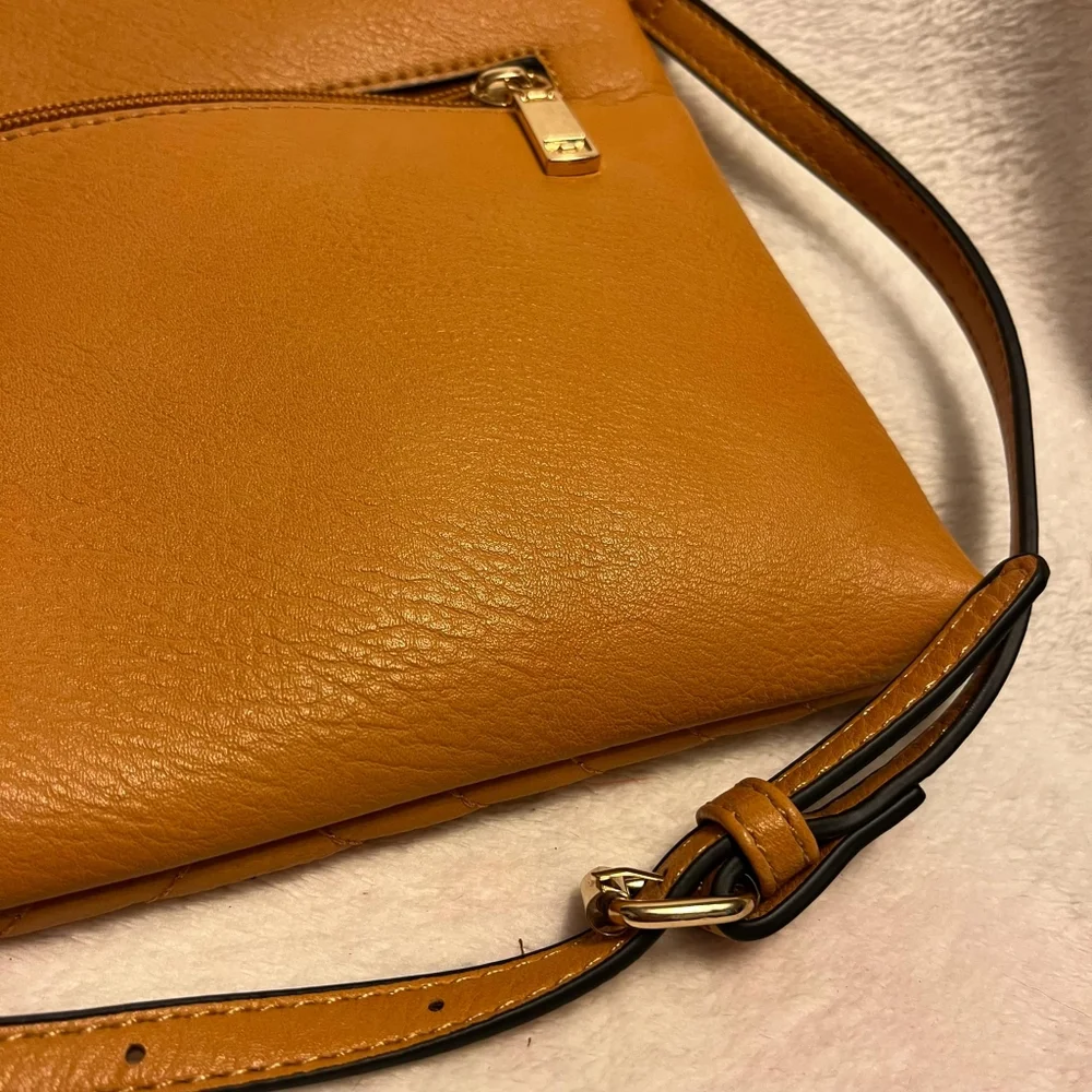 Mustard Yellow Dome Crossbody Bag with Dalmatian Lining